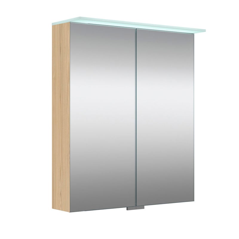 Peilikaappi Domestic City 60 cm LED valolipalla ja alavalolla Light Oak